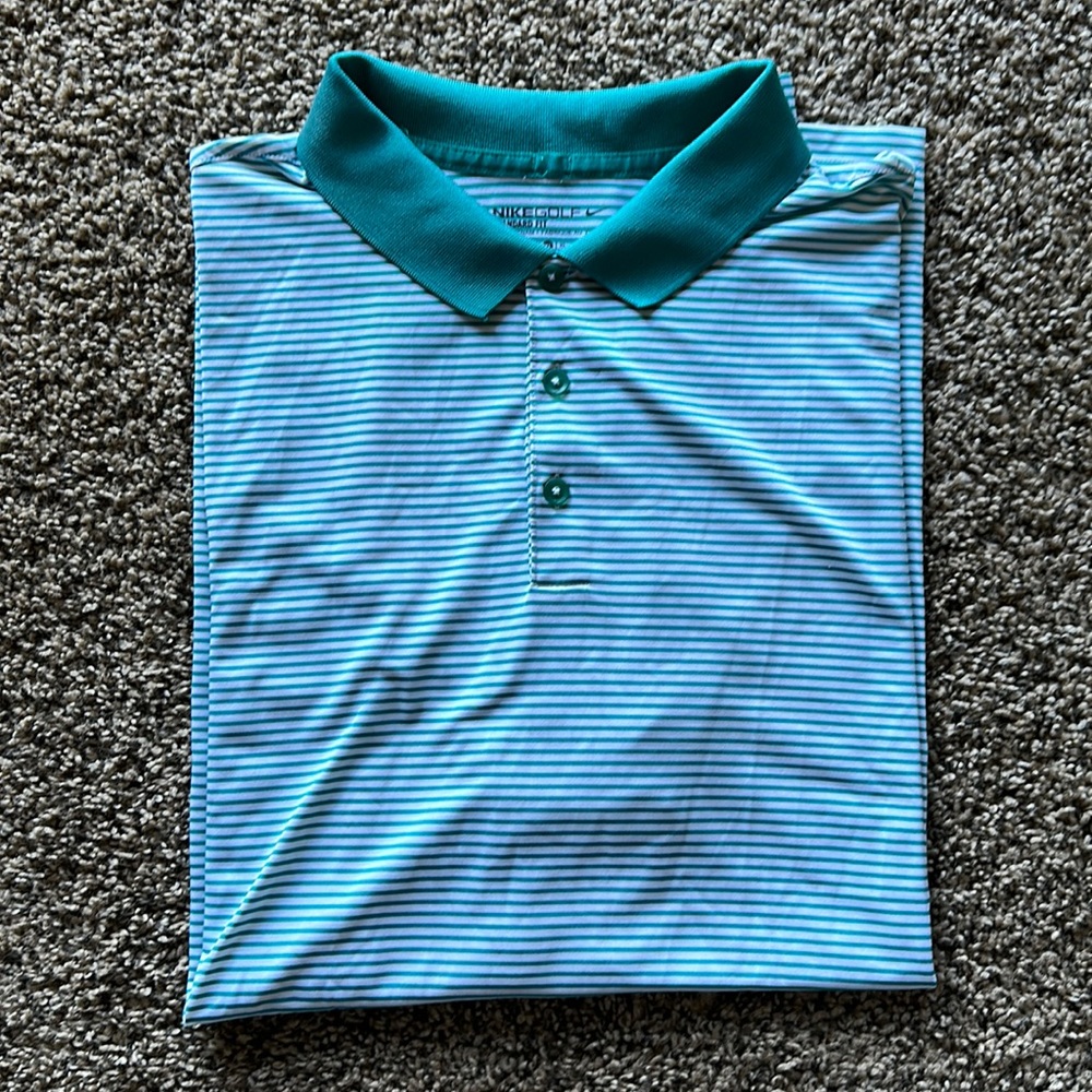 NIKE Golf Dri-Fit Green Striped Polo Men’s XL The Masters